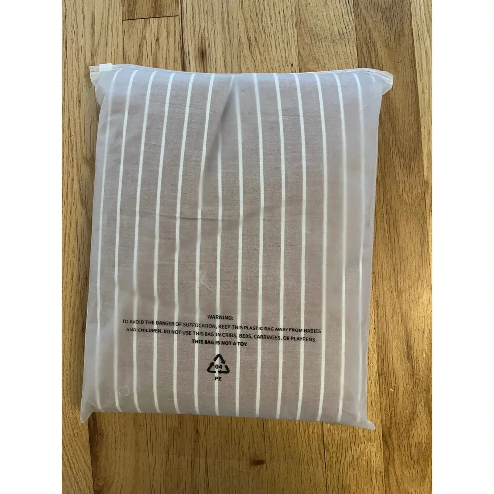 100% Cotton Striped Flat Sheet Orange White Vertical Stripe Breathable Anti-Pill